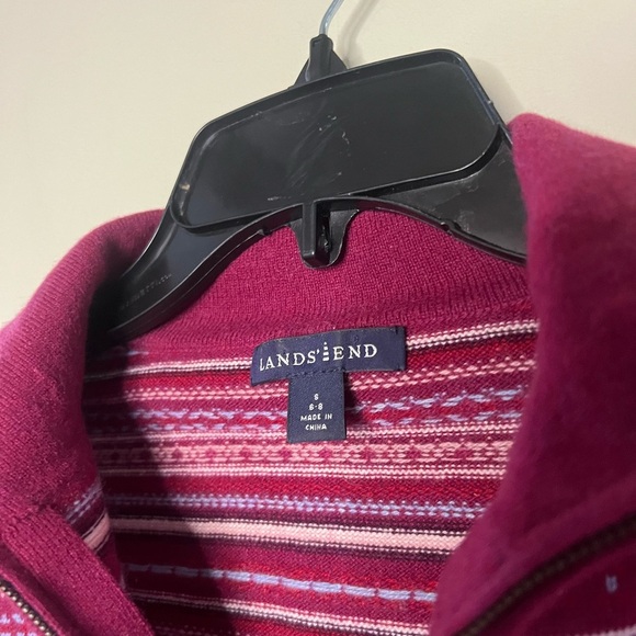 Lands End 100% Cashmere Fair Isle Quarter Zip Sweater - Picture 4 of 11